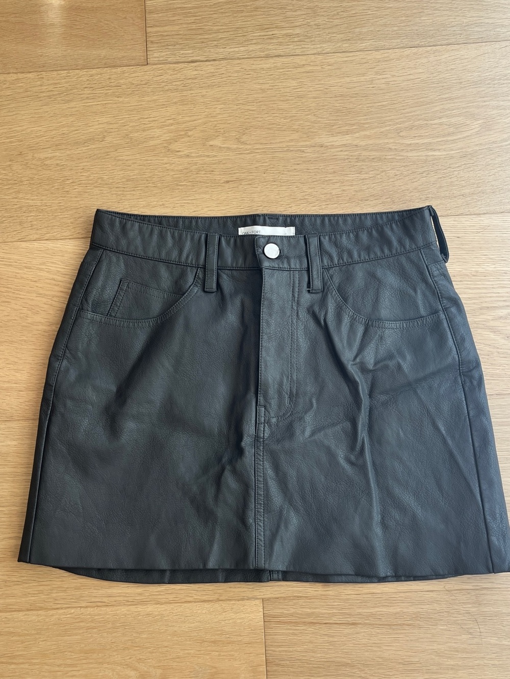 OAK + FORT Grey Vegan Leather Mini Skirt